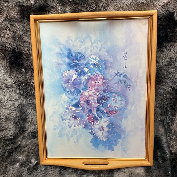 Floral Watercolor Art in Wooden Serving Tray made in Vancouver - Picture 4 of 16